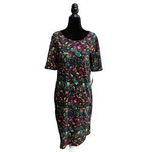 NWT LuLaRoe Red and Green Floral Julia Dress, Size Small